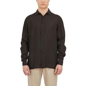 PAOLO PECORA Men's Long Sleeve Button-Up Shirt Men BLACK Shirts